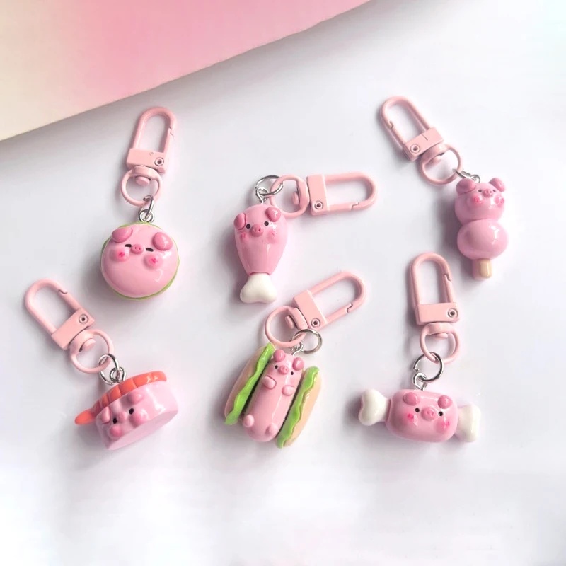 Hoạt Hình Móc Khóa Hình Bánh hamburger / Heo / Kẹo / Gà Đáng Yêu Cho Nữ