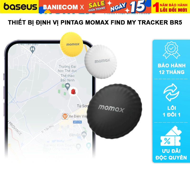Thiết bị Định Vị GPS Momax PINPOP Find My Tracker(không dây, chống mất đồ, hành lý, thú cưng) -dễ dà