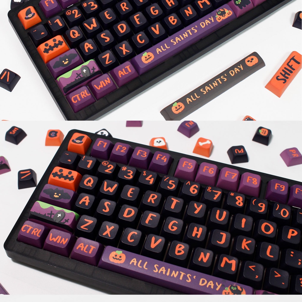 Keycap giới hạn Halloween, 135 phím, chiều cao XDA 9,5MM, thăng hoa PBT, phù hợp với bàn phím phím 87/68/84/104/108 ​