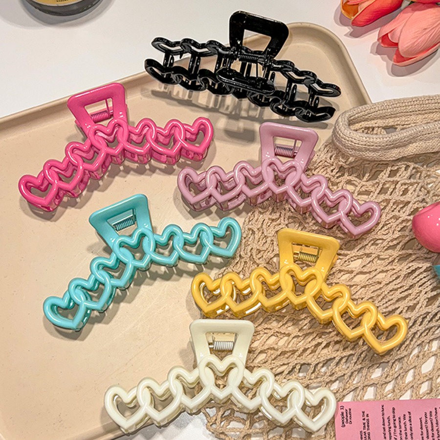 Kẹp Tóc Hình Ngôi Sao / Trái Tim 13cm Bằng Nhựa Màu Sắc Ngọt Ngào Phong Cách Hàn Quốc Cho Nữ