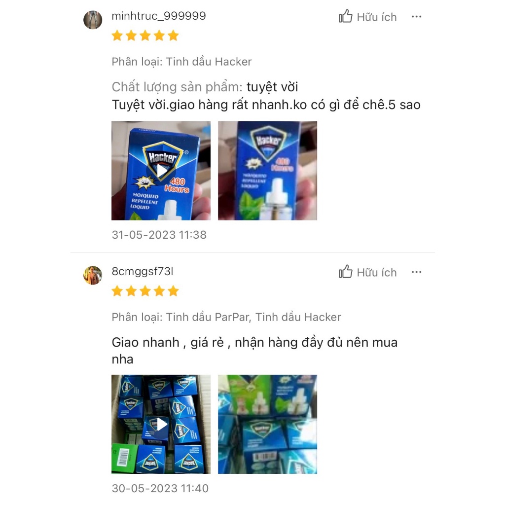 Tinh dầu đuổi muỗi Hacker parpar hàng chính hãng mã QR , chiết xuất thiên nhiên an toàn không độc hại , Giadungnhanhvn