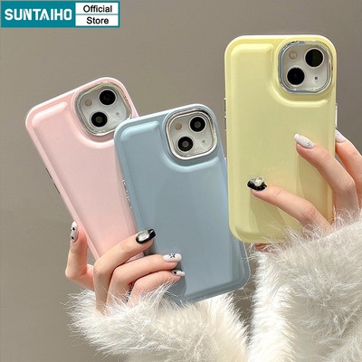 Suntaiho Ốp lưng ốp iphone sang chảnh cho nữ Ốp Điện Thoại Silicon Mềm Da Màu Trơn Đệm Khí Chống Sốc Cho iPhone 11 14 Pro Max 15 13 12 11 Pro Max X XR XS Max