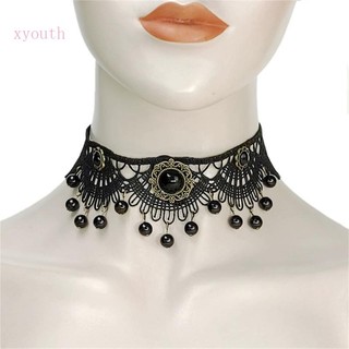 Vòng Cổ choker Ren Màu Đen Thời Trang Dự Tiệc halloween Cho Nữ