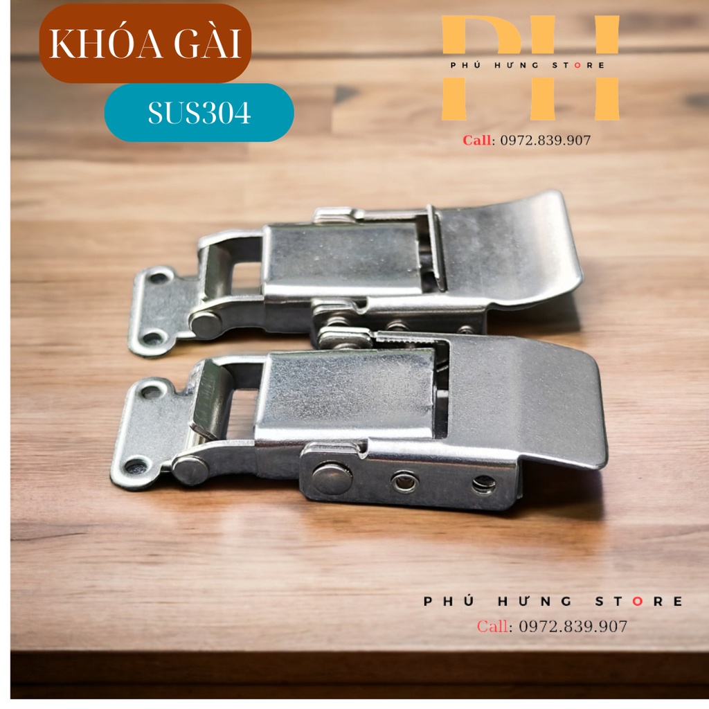 Khóa gài, khóa móc Vuông inox 304 size 60mm.