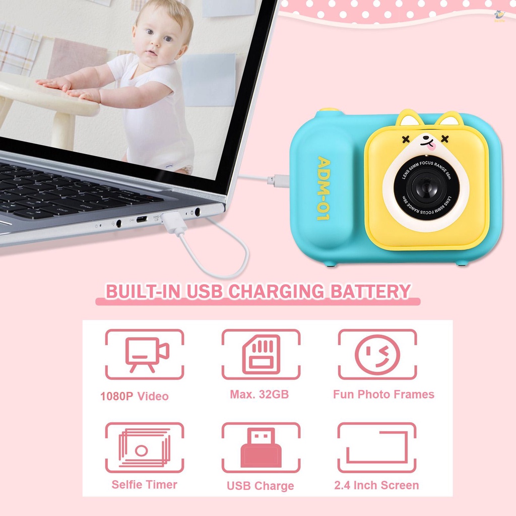 Máy Ảnh Kỹ Thuật Số 3elife 1080p mini Có Khe Đọc Thẻ Nhớ 48mp 2.4 inch ips Cho Trẻ Em