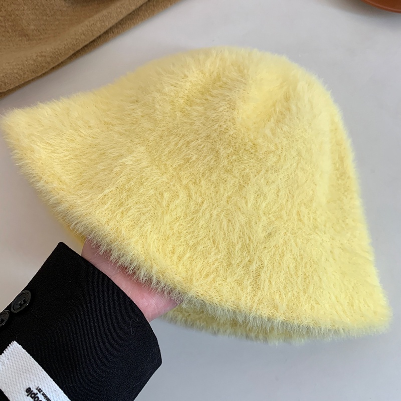 Mũ bucket Lông Nhung Màu Trắng Phong Cách Thời Trang Thu Đông Mới 2023 Cho Nữ