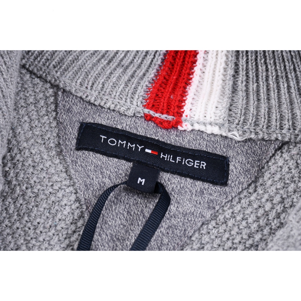 Áo sweater cotton Dệt Kim Cổ Đứng Có Dây Kéo Nửa Thân Giữ Ấm Mùa Thu Đông Thời Trang Cho Nam tommy