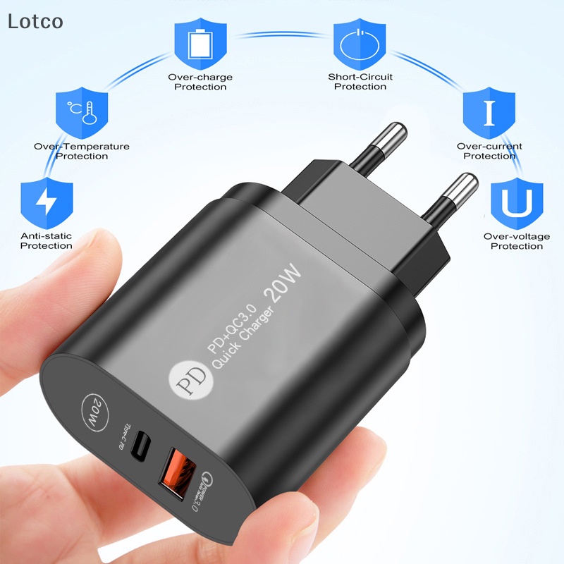 Lotco Đầu Sạc Nhanh usb c 20w Cho iphone 13 type c qc 3.0 pd vn