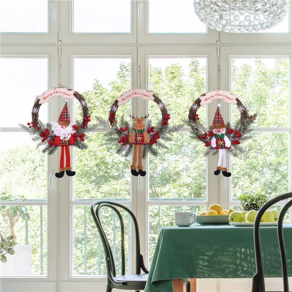 Twinkle Vòng Hoa Tuyết / Ông Già Noel / Nai Sừng Tấm Nhân Tạo Treo Cửa Ra Vào / Cửa Ra Vào Trang Trí Giáng Sinh Năm Mới