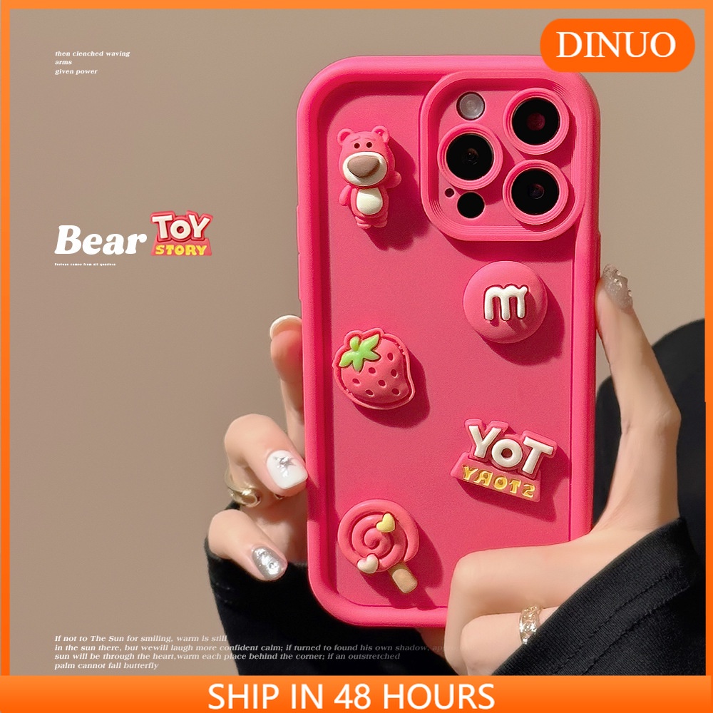ỐP LƯNG IPHONE Ốp Điện Thoại In Hình Gấu Và Dâu Tây Cho iphone15 / 14promax / 13 / 12 / 11 / xr / xs / x / xsmax / 7 / 8plus