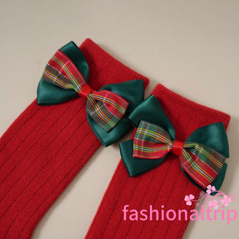 Ab-0-4 Tuổi Vớ Giáng Sinh Đính Nơ Hoa Tuyết Chống Trượt Có Chuông Trang Trí Dành Cho Bé Gái