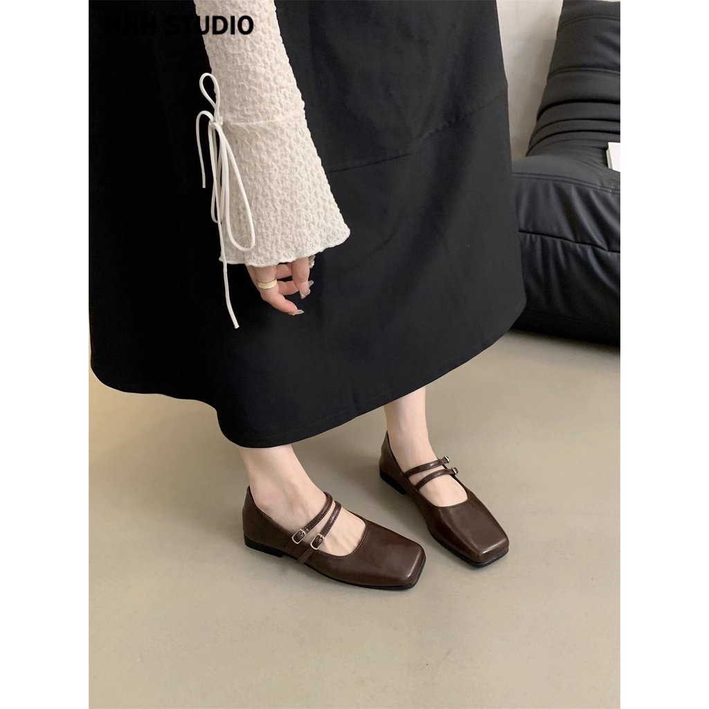 HHH  Giày Mary Jane Lolita đế cao Giày Búp Bê Đế da mềm  Linh hoạt Đế chống trơn trượt Thấm hút mồ hôi Phối màu tinh tế FLF23A0SOR 43Z231025