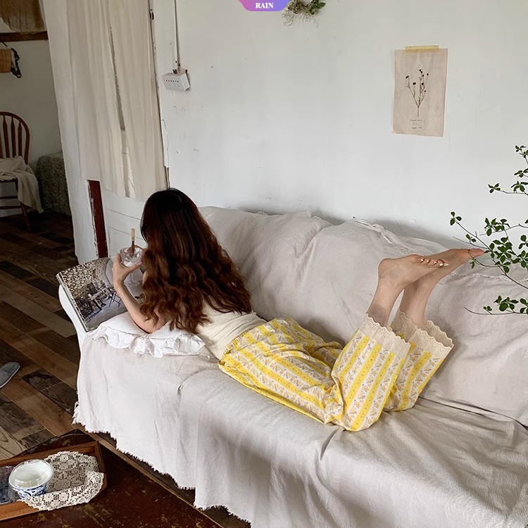 Quần Dài Lưng Cao Co Giãn Dáng Rộng In Họa Tiết Hoa Thời Trang Mùa Hè Phong Cách harajuku Cho Nữ