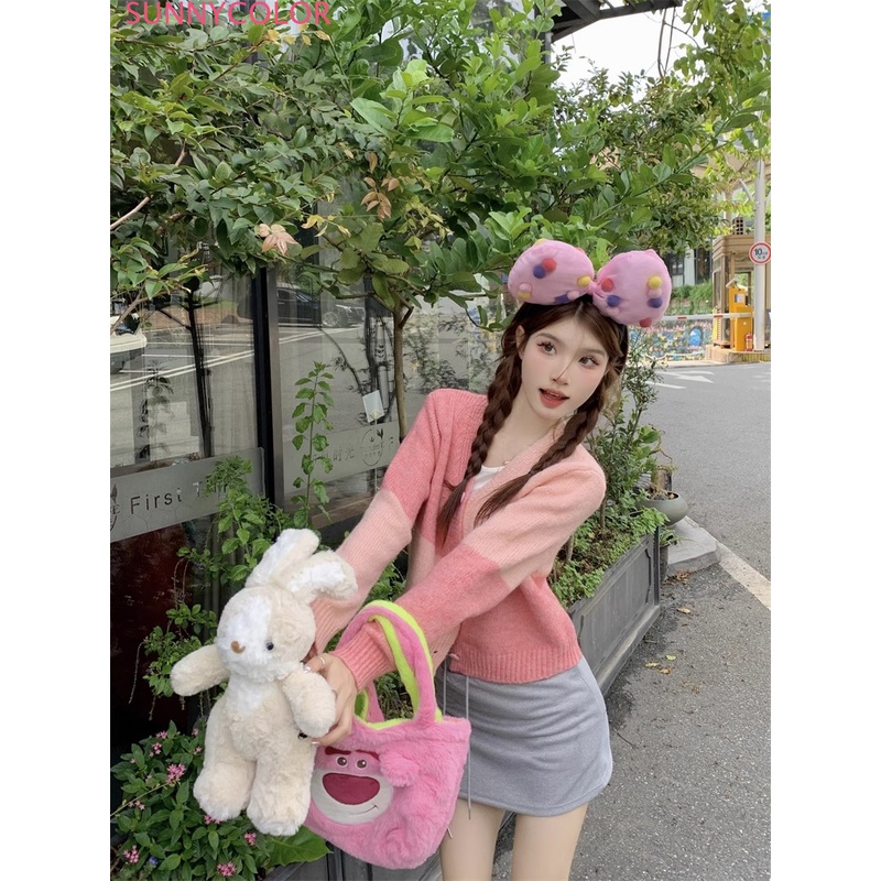 SUNNYCOLOR Áo Len áo khoác cardigan Korean Cổ điển Fashion Dễ thương WMY23A10QZ 44Z231030