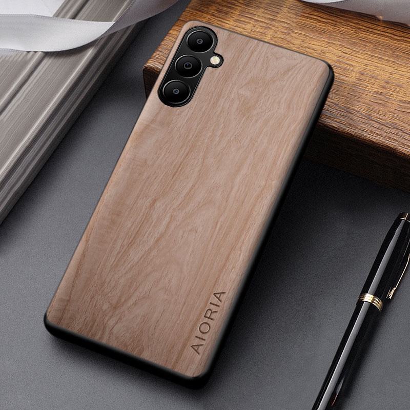 Bao Da Điện Thoại pu Họa Tiết Vân Gỗ Cho samsung galaxy a05s a05