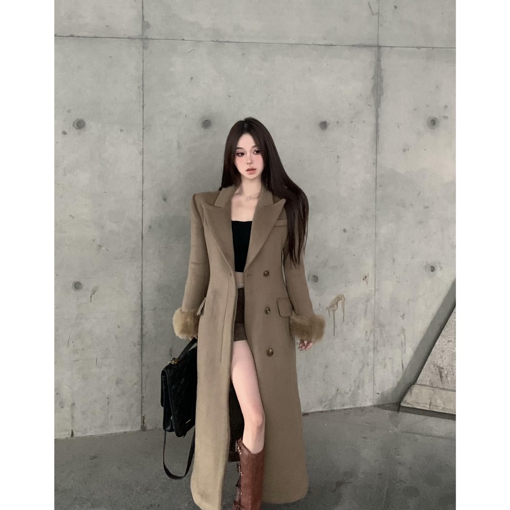 Hàng Có Sẵn Áo Khoác Len Lửng Tay Lửng Cài Một Hàng Nút Trước Phong Cách retro Mùa Thu Hàng Mới Dành Cho Bạn