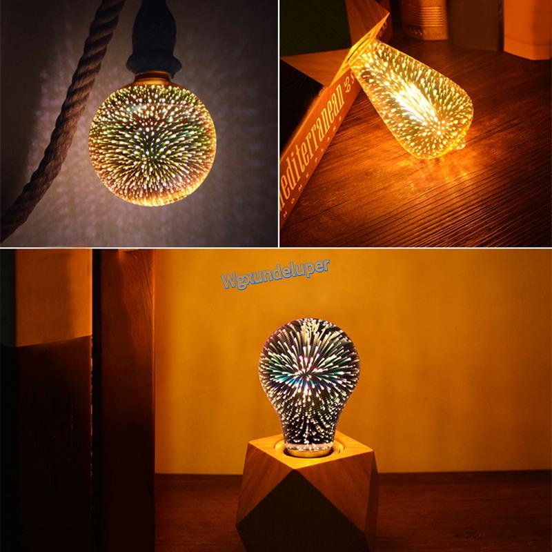 Bóng Đèn led 85-265v e27 Hiệu Ứng Pháo Hoa 3d Trang Trí Lễ Hội a60