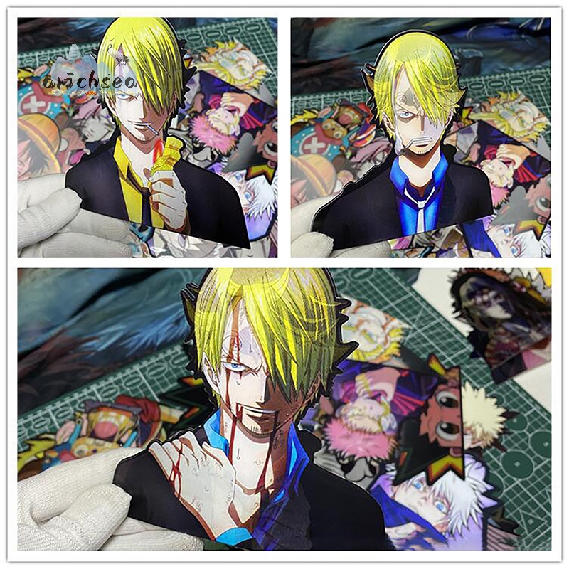 Miếng Dán Trang Trí Xe Hơi Ván Trượt Họa Tiết Hoạt Hình one piece luffy five gear sun god nika 3d