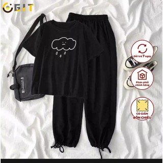 Set áo thun in các hình siêu ngộ nghĩnh kèm quần bom dây rút-dvgit