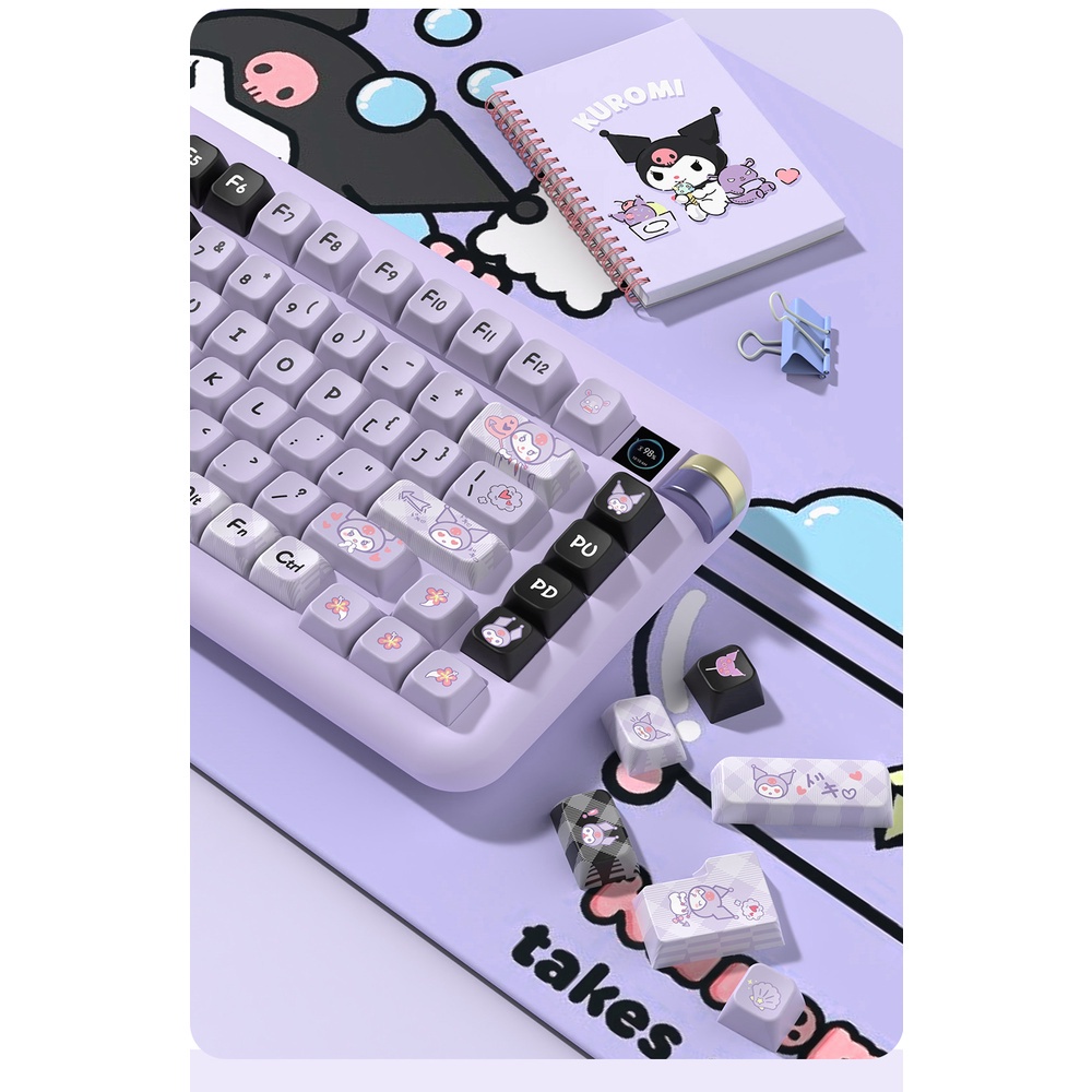 Kuromi Cute Black Pink Purple Keycap Bàn Phím Cơ 138 / 158 Phím mda alice 80 Màu Đen / Hồng / Tím / Tím Xinh Xắn