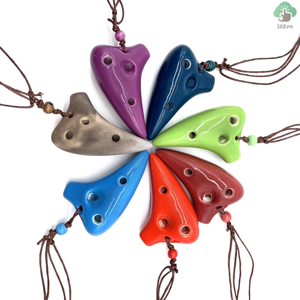 Kèn ocarina Gốm 6 Lỗ Kèm Dây Đeo Cho Người Mới Bắt Đầu