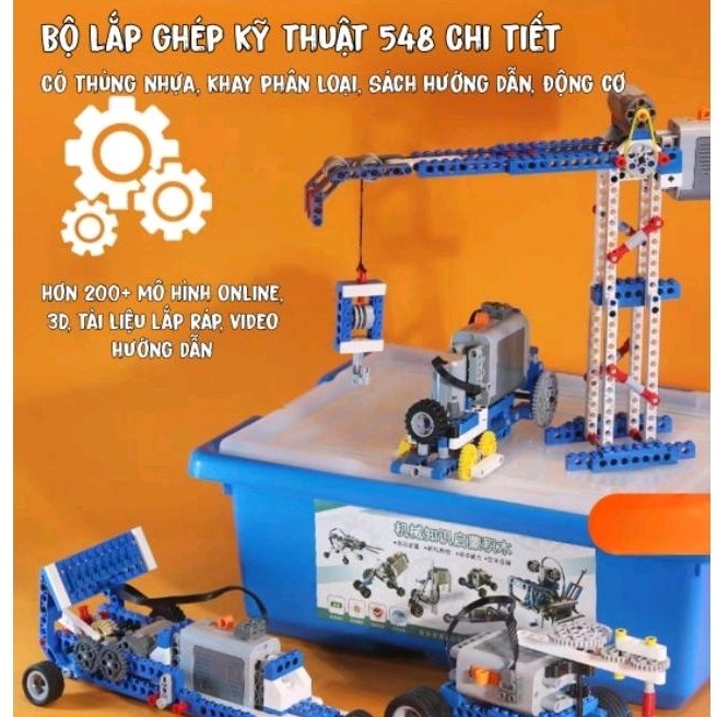 Bộ lắp ráp 9686 mở rộng 720 Chi tiết có thùng nhựa, động cơ, sách hướng dẫn màu, kho 200+ mô hình