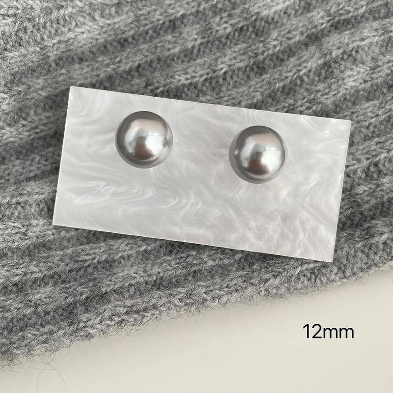 Bông tai ngọc trai Stud tích cực tròn 12mm ngọc trai Earrings 925 bạc kim ins bông tai stud ngọc trai lớn