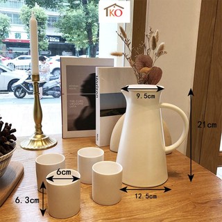 Bộ ấm chén 5 món tam giác trắng đen decor phong cách trà bánh Hàn Quốc