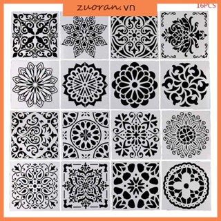 Zuo set 16 Thước Vẽ Hình Hoa mandala Trang Trí album diy
