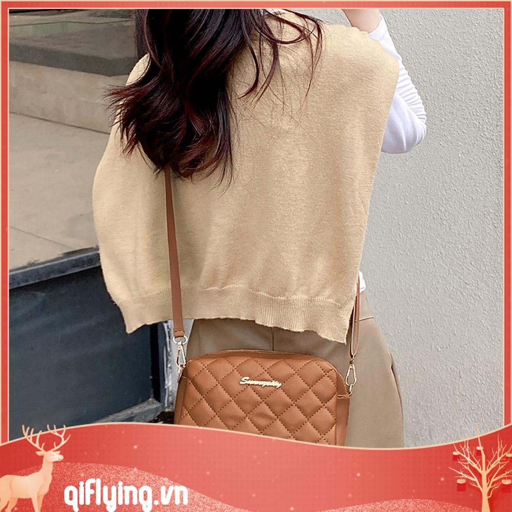 Túi Đeo Chéo Da pu Họa Tiết Kim Cương Cho Nữ