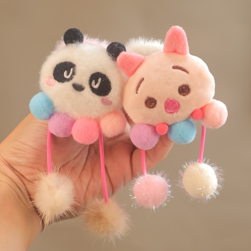 Dây Cột Tóc Đuôi Thỏ Nhồi Bông Dễ Thương Cho Bé Gái