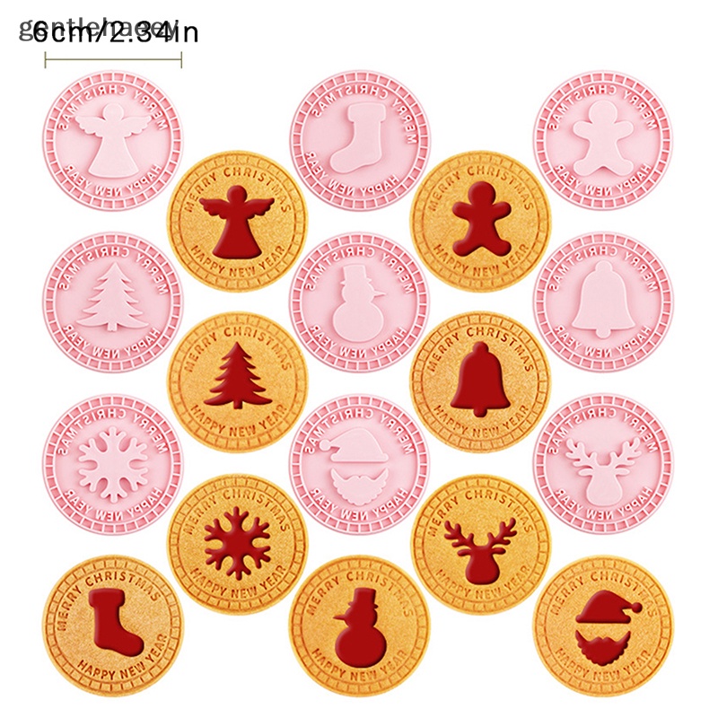 Bộ 9 Khuôn Cắt Bánh Quy Hình Tròn In Nổi Họa Tiết Giáng Sinh diy