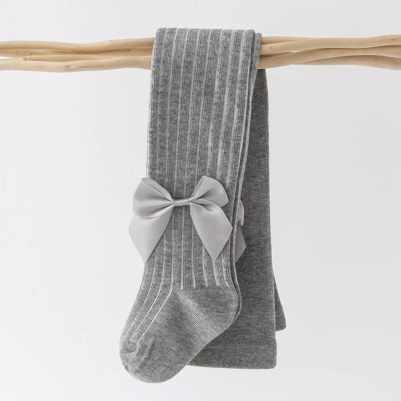 Mới Quần Tất cotton Kẻ Sọc Đính Nơ Dễ Thương Cho Bé Gái