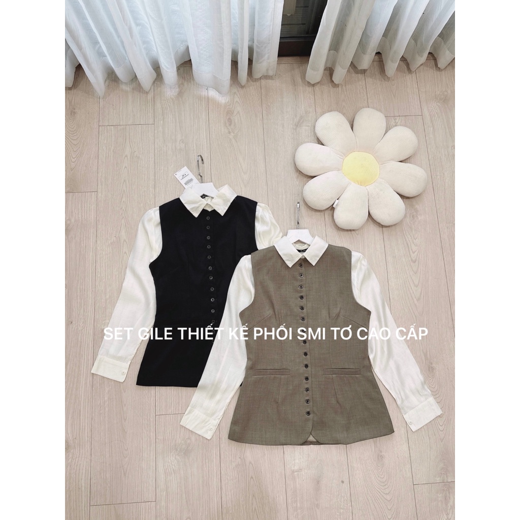 ANU632 - SET ÁO GILE PHỐI SƠ MI TƠ