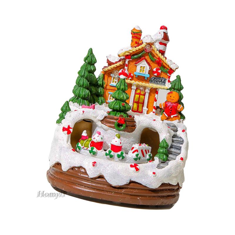 LOVIVER Hộp Nhạc Ngôi Nhà Tuyết Có Đèn led Xoay Được Trang Trí Bàn Tiệc Giáng Sinh