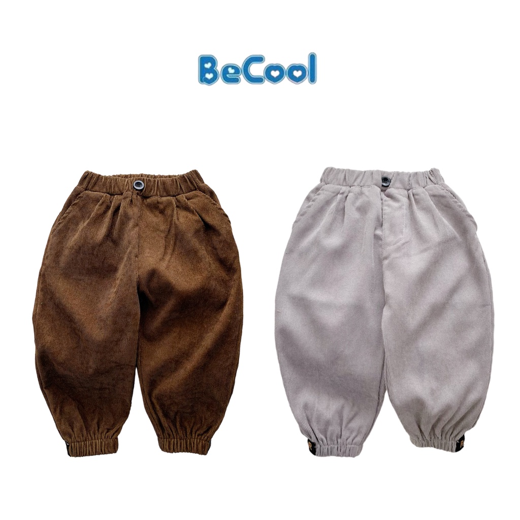Quần Dài Nhung Chữ R Cho Bé Chất Nhung Tăm Cao Cấp BeCool, Quần Dài Thu Đông Cho Bé Từ 10-27kg