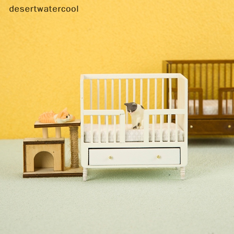 Dc Giường Ngủ Đôi Phong Cách Châu Âu Tỉ Lệ 1: 12 Trang Trí Nhà Búp Bê