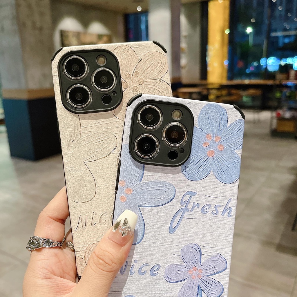 Bao Da Điện Thoại Họa Tiết Tranh Sơn Dầu Hình Hoa Cho iphone 11 12 13 14 15 pro max x xs xr 7 8 14 15 plus Ốp