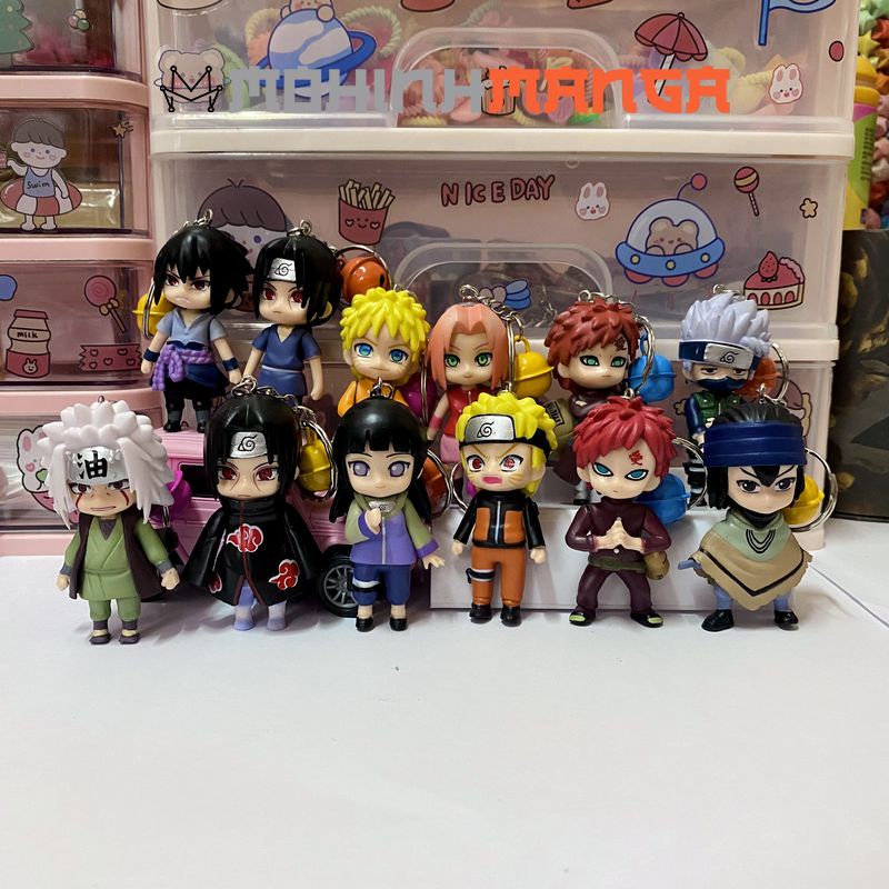 Móc khóa mô hình 12 nhân vật Naruto Kakashi Sasuke Itachi Gaara Sakura Minato Rock Lee Nara Shikamaru Hinata Boruto