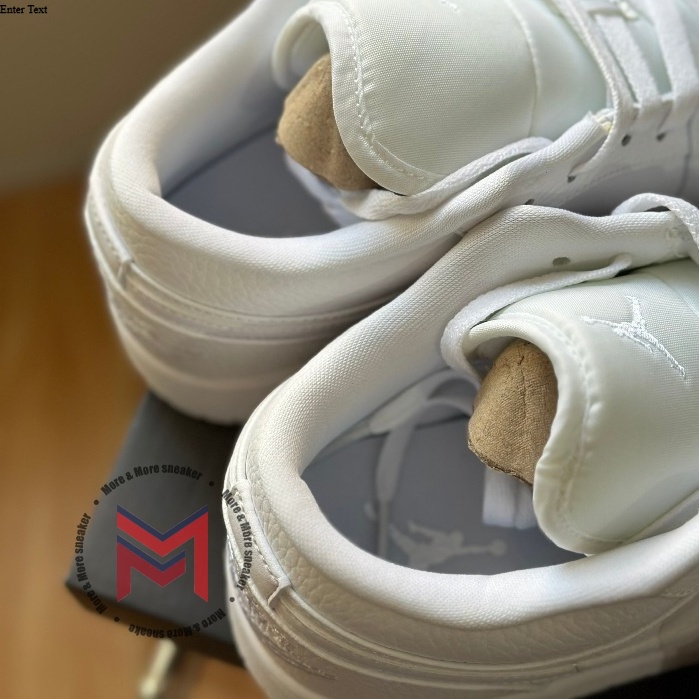 Giày Jordan 1 low ' Tripple white', jd full trắng Retro bản da thật, hàng LA loại 1