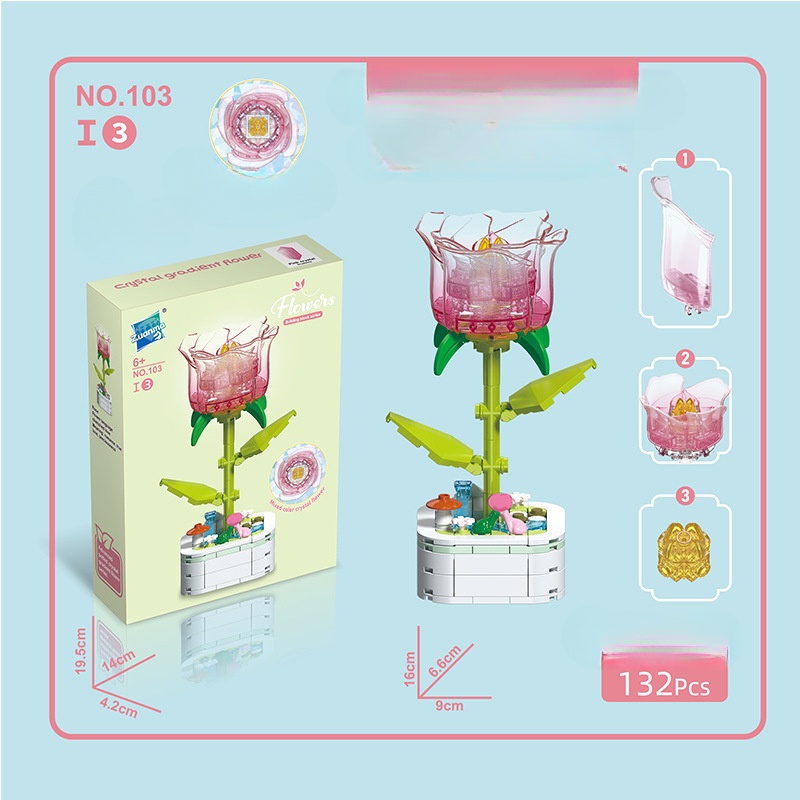 Khối Đồ Chơi Lắp Ráp Mô Hình Chậu Hoa Nhỏ Trang Trí Quà Giáng Sinh Cho Trẻ Em