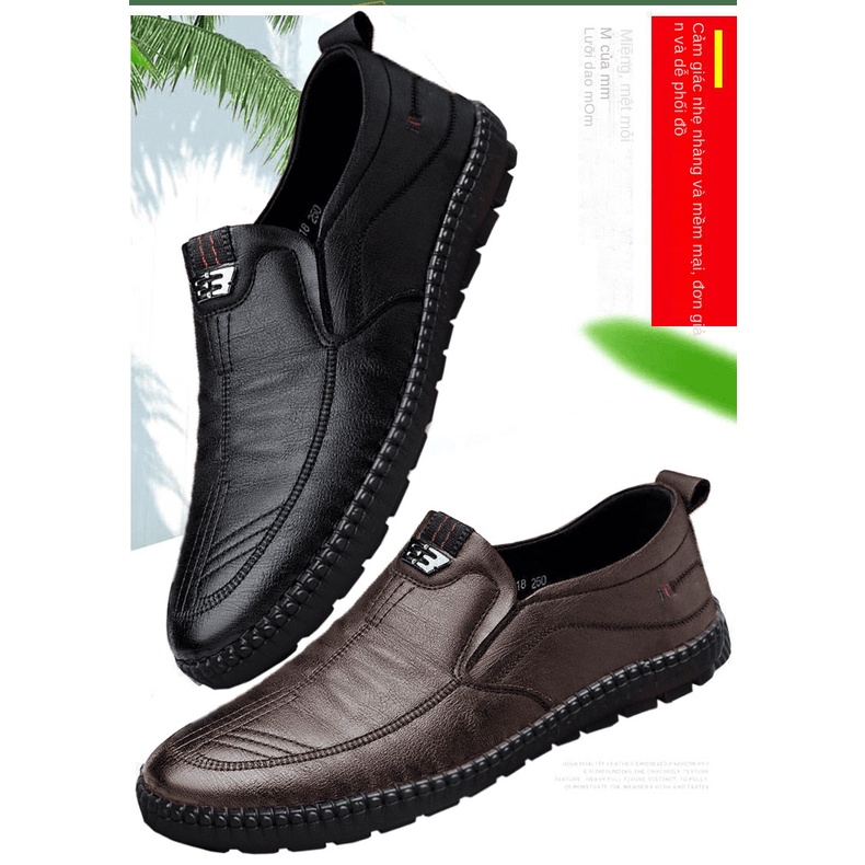 Giày Lười Da Đế Mềm Chống Trượt Thoáng Khí Thời Trang Cho Nam