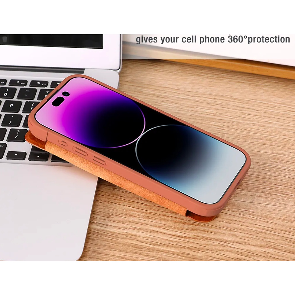 Bao da dành cho iPhone 15 Pro Max, 15 Pro hàng chính hãng Nillkin QIN có nắp trượt bảo vệ camera - Hàng nhập khẩu