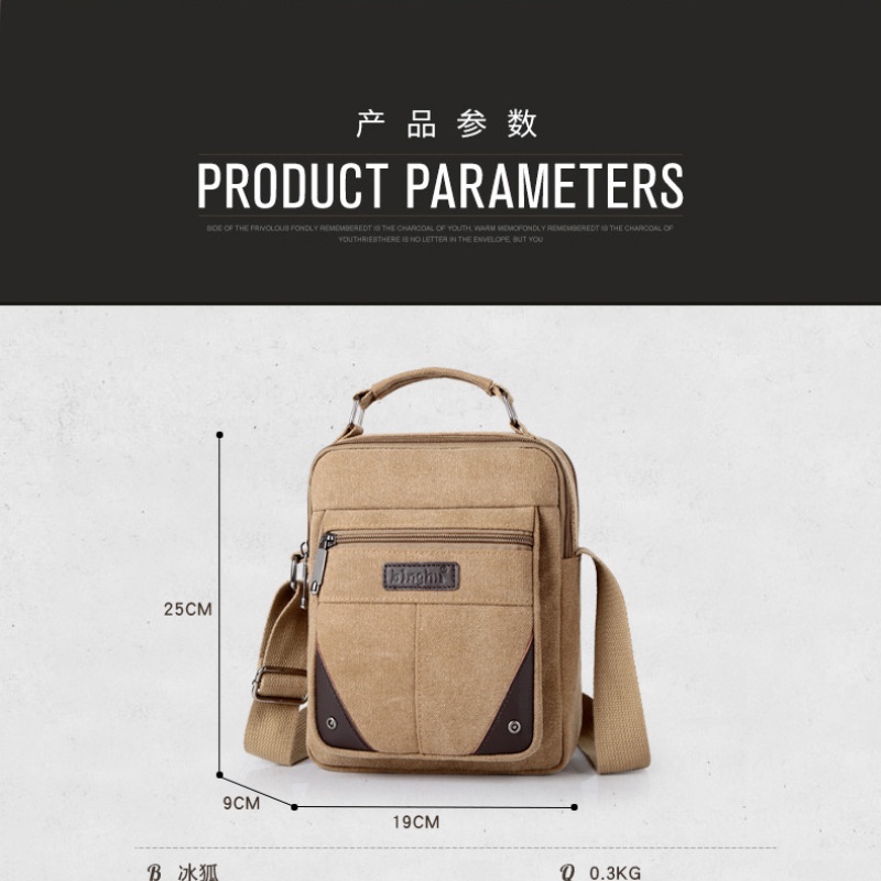 Elacent Túi canvas Đeo Chéo Đa Năng Chống Mòn Thiết Kế Đơn Giản Thời Trang Cho Nam