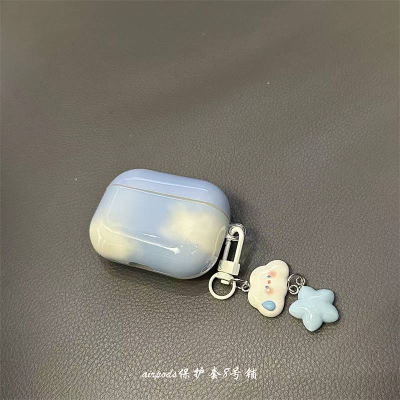 Vỏ Bảo Vệ Hộp Sạc Tai Nghe bluetooth Không Dây airpods pro / 1 / 2 / 3 Hình Đám Mây Xanh Đơn Giản