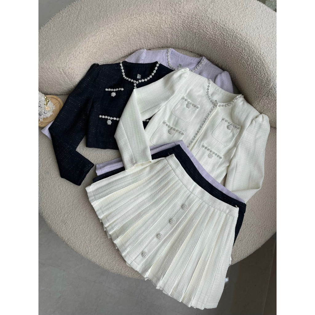 SÉT DẠ ÁO TAY DÀI + CHÂN VÁY - J05289