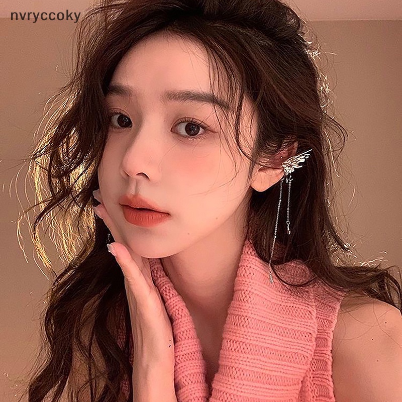 1 Cặp Khuyên Tai Kẹp Dài Hình Cánh Thiên Thần Bằng Kim Loại Dạng Lỏng Không Xỏ Lỗ Tai Phong Cách punk Thời Trang Cho Nữ vn