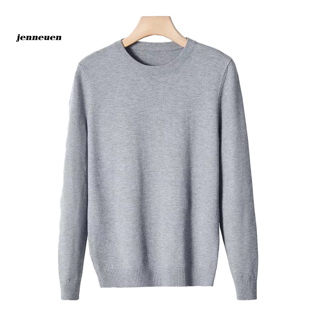 Áo sweater Dệt Kim Tay Dài Cổ Tròn Màu Trơn Thời Trang Mùa Đông Cho Nam