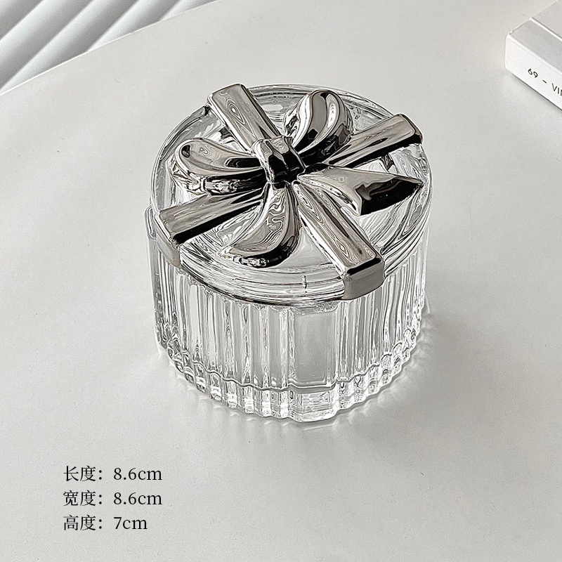 Hũ đựng mứt Tết 2024 thủy tinh kèm khay kim loại, Đĩa trái cây thủy tinh 4 ngăn cao cấp có nắp đậy - Mã: BK49