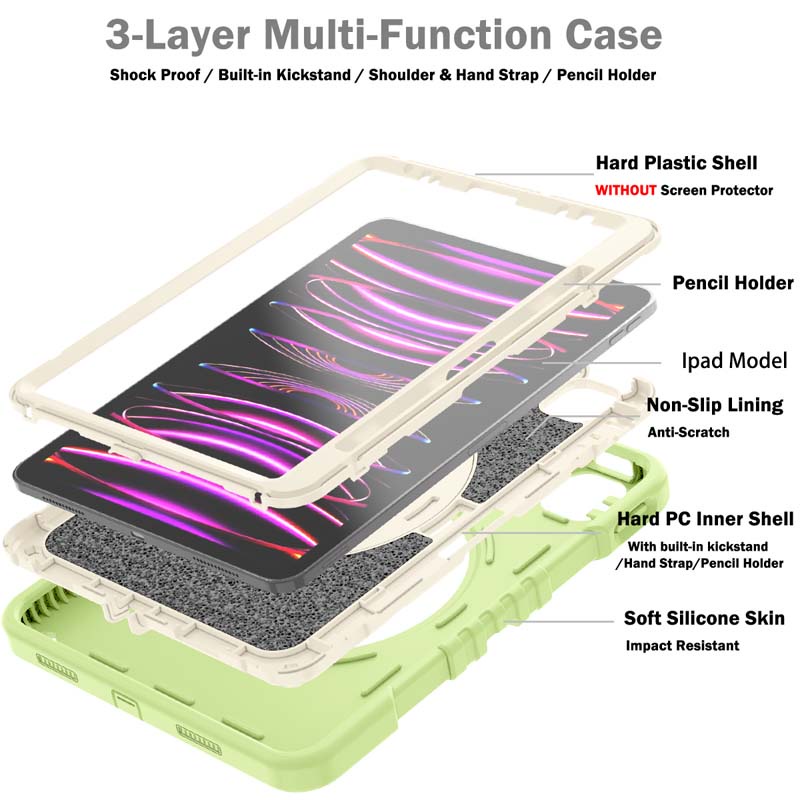 Ốp Bảo Vệ Máy Tính Bảng Chống Sốc Có Dây Đeo Vai Cho ipad pro 11 inch ipad air 5 / air 4, ipad 10th / 9th / 8th / 7th / 6th / 5th gen, mini 6